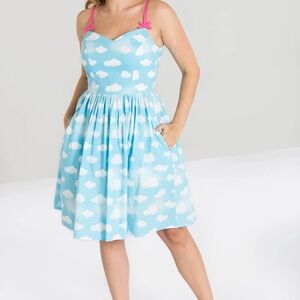 Hell Bunny Sky Blue Daydream Clouds Mid Rockabilly 50s